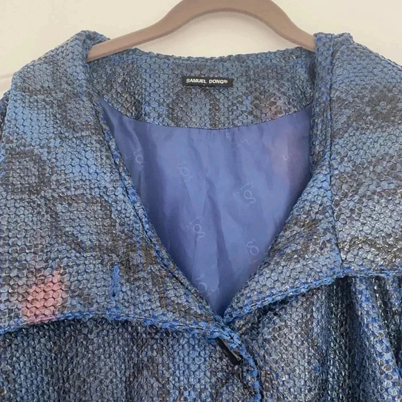 Samuel Dong Snake Skin Blazer Jacket Blue plus sz - Picture 2 of 11